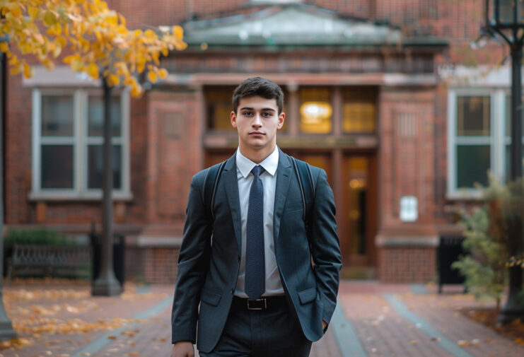 well dressed student wearing suit and tie