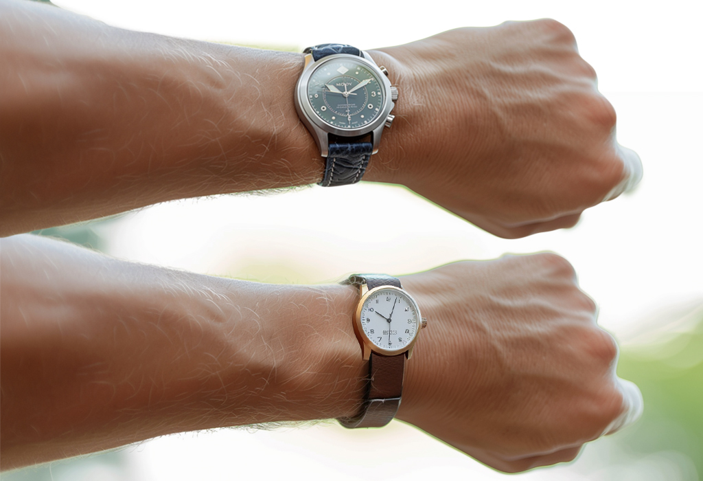 appropriate and small watch size on a large man's wrist