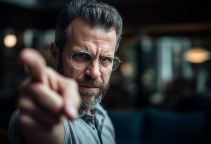 angry man pointing finger