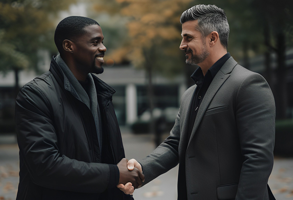 two professional man gretting each other with handshake