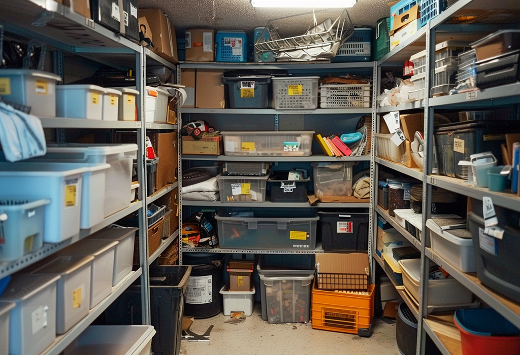 cluttered storage