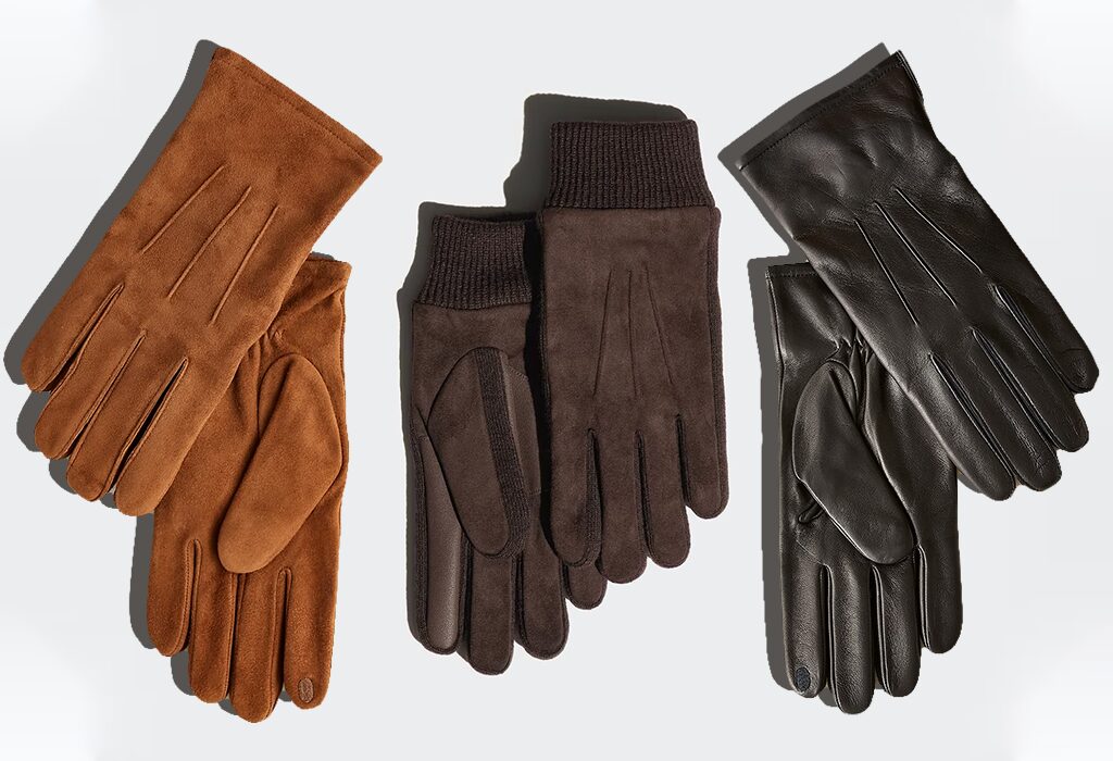 three pairs of men gloves